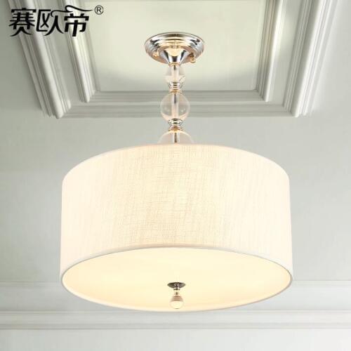 Modern simple crystal Pendant Lights Nordic bedroom living room study creative circular fabric and lifting ZL89