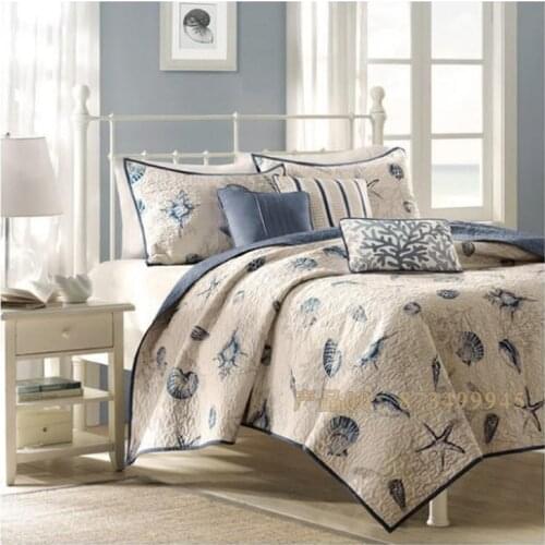 Shells of marine-grade water is within three-piece quilted cotton quilting 1.8 / 1.5 kit bed covers