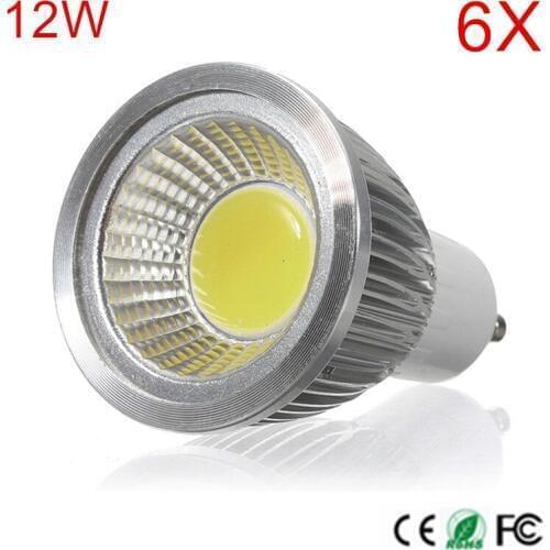 6PCS High quality LED lamp GU10 LED Spotlight Dimmable COB LED Bulb 12W Warm/Cold White AC110V/220V GU10 COB LED Spot light