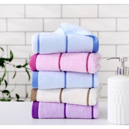 T150A Drop shipping New pink purple ivory blue wedding gift Cotton plaid bath towel face towel