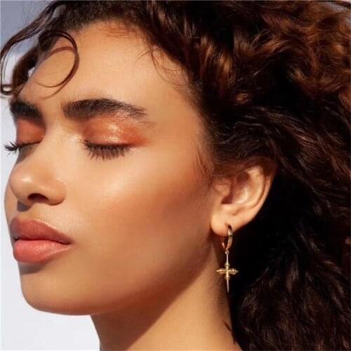 TIMEONLY Unique Design Cross Dangle Earrings for Women Ladies Circle Metal Retro Charm Earring Sattement Fashion Accessories