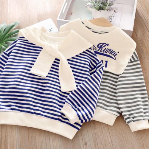 Menoea Girls Boys Striped Sweatshirts 2021 New Fashion Kids Tops Baby Letter Print Hoodies Casual Children Clothes For 2-7Years