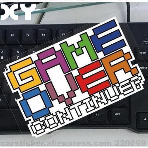 Game Over Motorcycle Funny Vinyl Stickers And Decals Cute Reflective Tape Waterproof Stickers for Cars