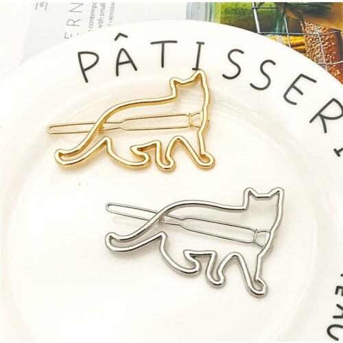 Lovely Silver Gold Cat Shape Women Girls Hair Clip Clamp Hairpin Fashion Jewelry Hair Accessories hair styling tool Hair Decorat
