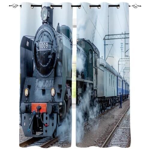 Train Railway Locomotive Curtains for Living Room Bedroom Modern Home Decoration Window Curtain Kids Room Home Supplies