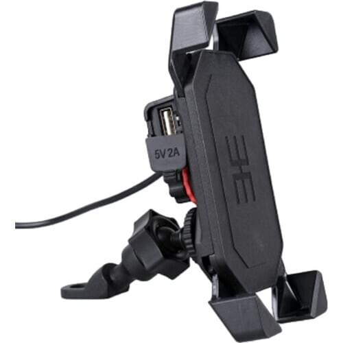 1pc Motorcycle Mobile phone Handlebar Mirror Mount Holder With USB Charger G6DC