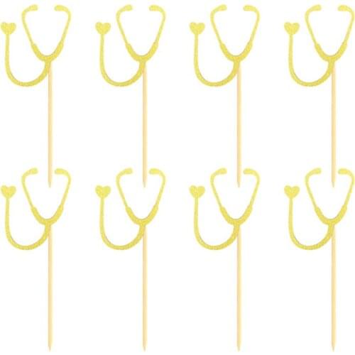 24 Pcs Cupcake Toppers Stylish Stethoscope Shape Safe Cake Picks Cake Toppers for Birthday