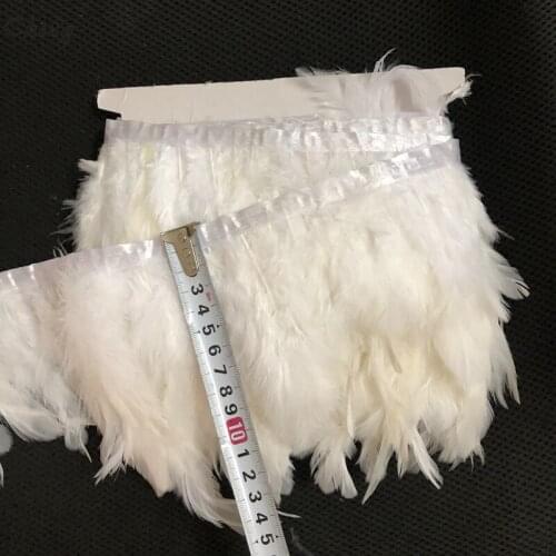 5-10Meters/Lot Natural White Rooster Coque Feather Trims 10-15CM 4-6" Width Real Pheasant Chicken Feathers Plumes Fringe Lace