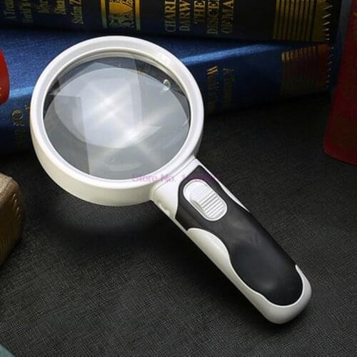 50pcs Optical Magnifying Glass With LED Lights Diameter 80mm Handheld Backlit Magnifier For Reading lupa con luz led