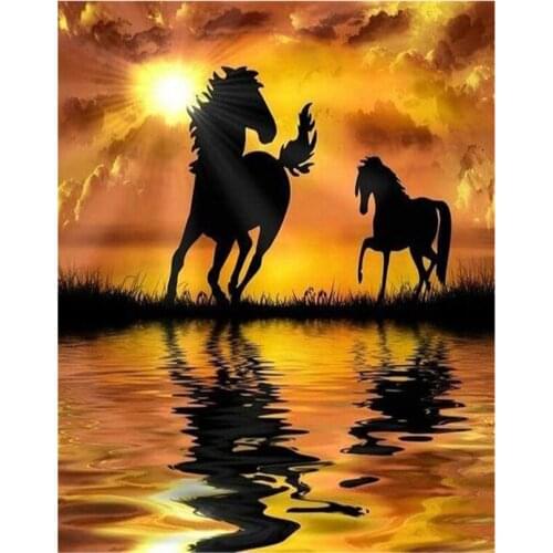 5D DIY Full Square Running Horse Rhinestones Pictures Mosaic Picture Embroidery Home Decoration Diamond Painting FC598
