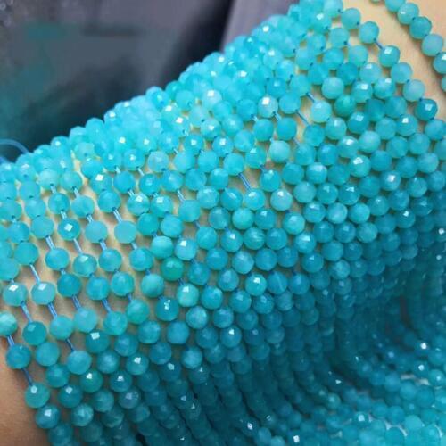 Amazonite 2mm 3mm 4mm 5mm 6mm natural Gemstone Beads Round faceted for Jewelry Making Necklace Earring bracelet 15inch