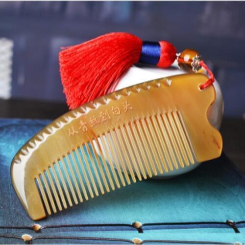 Authentic Natural Yak Horn Combs Anti Static Pure Household Hair Loss Small Cute Female With Yellow White Buffalo Comb Gift Sae