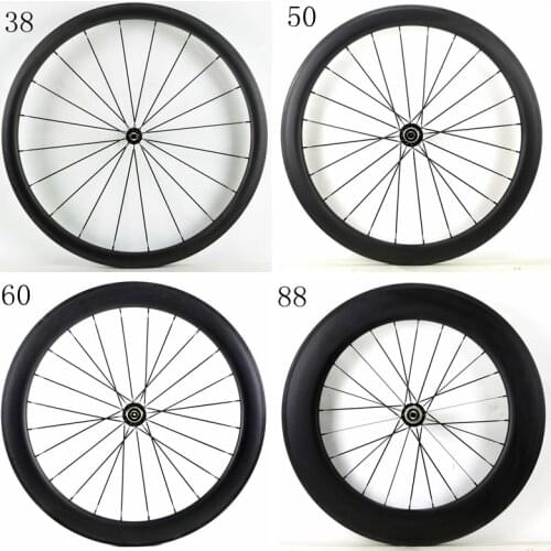 Free shipping 700C 38/50/60/88mm depth road carbon wheels 25mm width Clincher bike carbon fiber wheelset with Powerway R36 hub