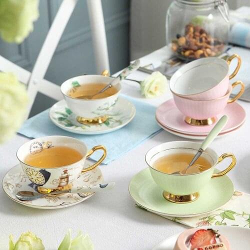 Noble Bone China Coffee Cup Saucer Spoon Set Luxury Ceramic Mug Top Grade Porcelain Espresso Utensils Teaware Cafe Drinkware