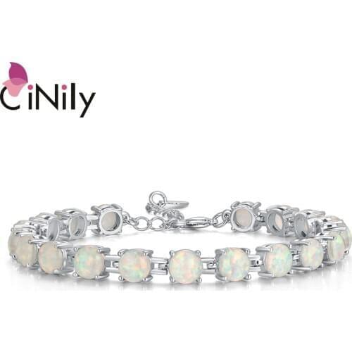 CiNily Round Shape Opal 925 Sterling Silver Bracelets for Bohemia style Anniversary Gift Women Fine Jewelry Bracelets