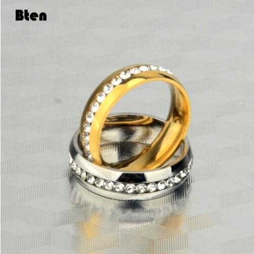 Bten Classic Wedding Women Ring Simple Finger Rings With Middle Paved CZ Stones Understated Delicate Female Engagement Jewelry