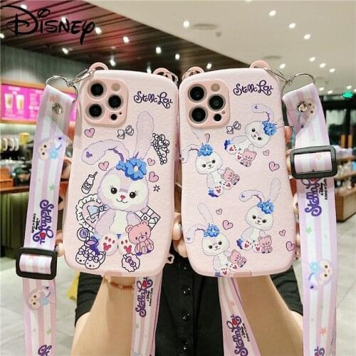 Disney Star Delu for IPhone 7/8P/X/XR/XS/XSMAX/11/12Pro Cartoon Personality Cute Diagonal Lanyard Mobile Phone Case