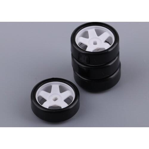 Black Plastic Wheels/Tires 1:28 RC Racing Car Model Pack of 4