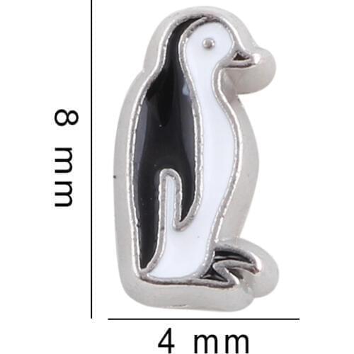 F456 Newest 20Pcs/lot Alloy Metal Cute Penguin Charms For Floating Round Crystal Locket Pendants