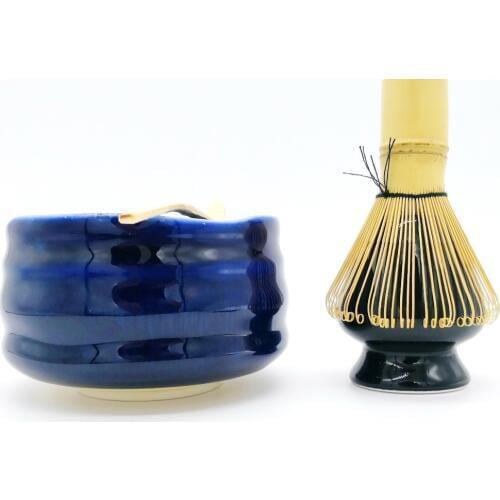 New style porcelain tea powder set, Japan matcha green tea whisk tea set, 4pcs natural matcha bowl ceremony set