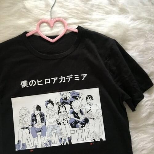 My Hero Academia Graphic T-shirt Women Character Print Loose Punk Japanese T Shirts Pullover Top Harajuku Street Tees y2k gothic