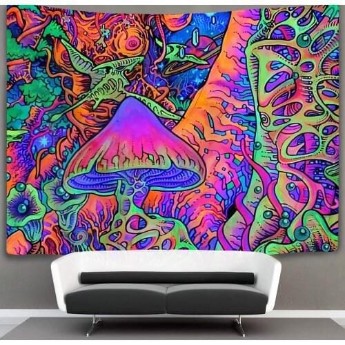 Smoke Mushrooms Tapestry Hippie Art Tapestry Unique Wall Hanging Home Decor