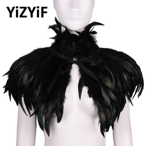 Gothic Victorian Feather cape shawl scarf feather Choker Gothic wraps poncho stole collar Halloween cosplay Costume rave Party