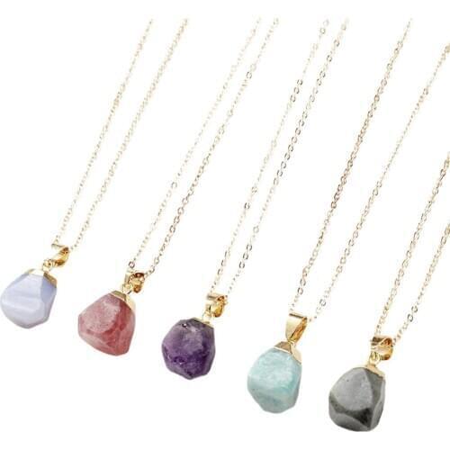 Stone Pendant Necklace Natural Crystal Healing Stone of Courage Calming and Soothing Energy to Relax and Reduce Stress