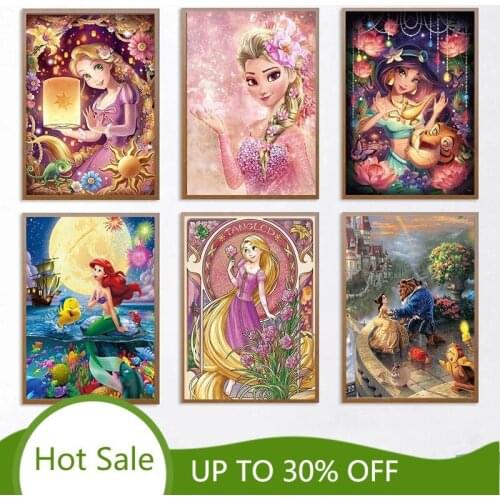 Disney Classic Cartoon Canvas Painting Wall Art Princess Pictures Beauty and The Beast Posters for Children Bedroom Home Decor