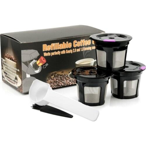 Reusable Coffee K-cup Filter K-Carafe Coffee Capsules Dripper Compatible for Keurig Maker Black 1.0 & 2.0 Paper Filter