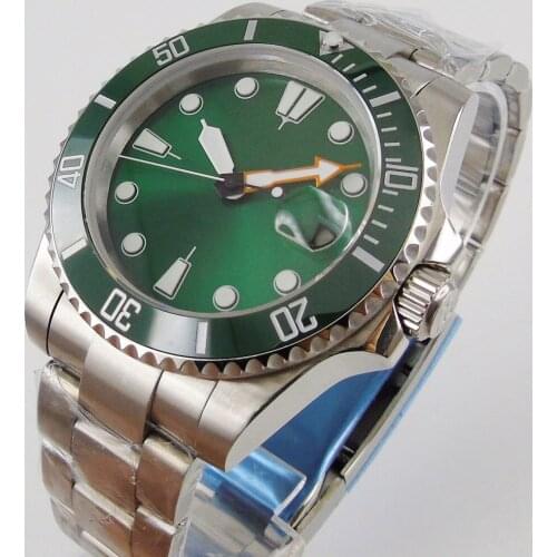 Fashional 40mm SUB MIYOTA 8215 Men Watch Sapphire Crystal Green Dial oyster Bracelet Solid Case Date Window