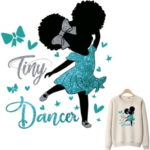 Cartoon Black Girl Iron-On Patches For Clothing DIY Washable T-Shirts Heat Transfers Stickers Fashion Children Clothes Appliqued