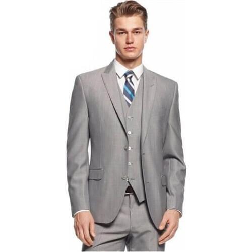 Terno Masculino Mens Suits (Jacket+Pants+vest) Groom Tuxedo Groomsmen Peak Lapel Wedding Dinner Best Man Bridegroom