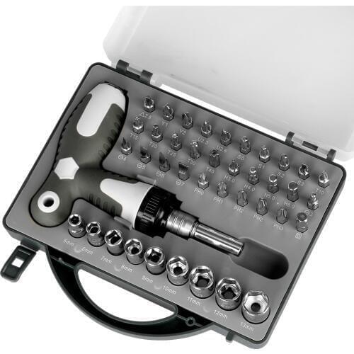 41pcs/set Multi-Tool Ratchet Screwdriver Bit Set 1/4 Inch Hex Driver Sockets with Flexible Extension Bar Repair Power Tool Kit