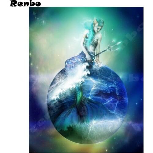 Full Square Drill 5D DIY Diamond Painting "Earth Mermaid" patterns bead Embroidery kits Cross Stitch Rhinestone Mosaic Decor
