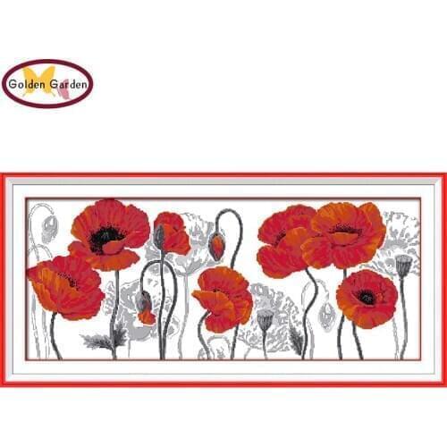 GG Beautiful Flower Pattern Cross Stitch Embroidery Needlework 11CT 14CT Handicraft Joy Sunday Cross Stitch Kits for Home Decor