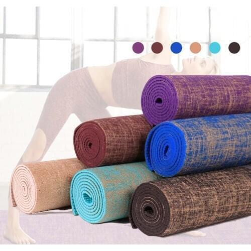 Non-slip Yoga Mat Lose Weight Exercise Pilates Pad Nature Yoga Mat Linen Material PVC Workout Bodybuilding Yoga Mat Pad XA165A