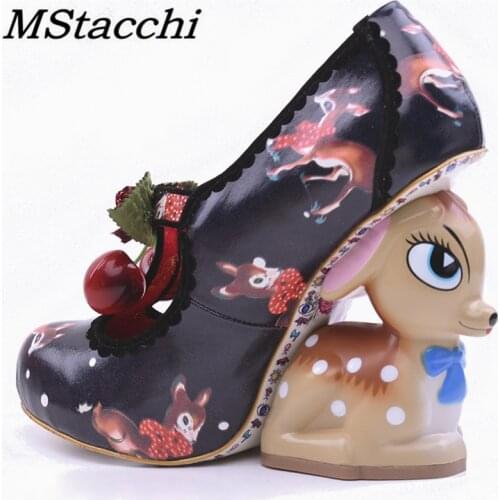 MStacchi Novelty Autumn Woman Zodiac High Heels Shoes Mixed Colors Round Toe Outdoor Shoes Fashion Animal Heel Shoes Ladies 2021