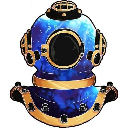 Creative 13cm X 10.9cm for Sea Diver Helmet Cartoon Decal Windows RV Bumper Car Stickers Scratch-Proof Laptop Car Assessoires