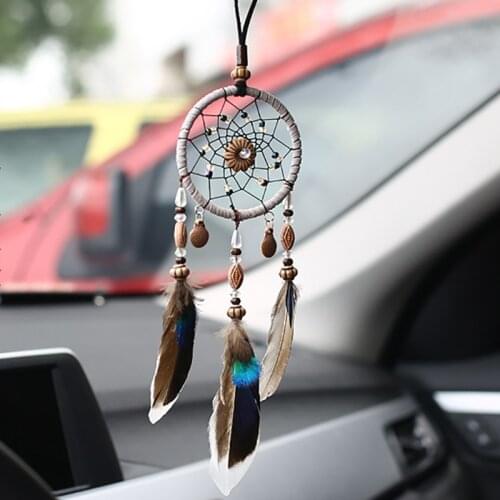 Retro woven lucky fashion interior parts decoration car hanging accessories rearview mirror feather hook lady Feather pendant