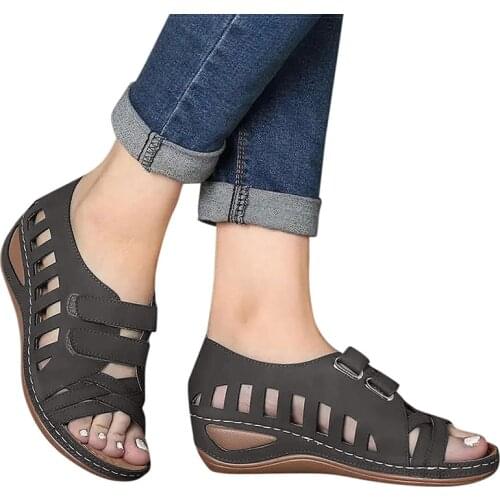 Women Sandals Soft Leather Wedges Shoes For Women Summer Sandals 2020 Casual Shoes Female Heels Sandals Wedge Sandalias Mujer