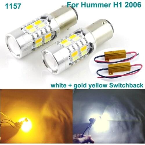 For Hummer H1 2006 led light Excellent No error 1157 BAY15D Dual Color Switchback LED DRL Parking front Turn Signal light Bulbs