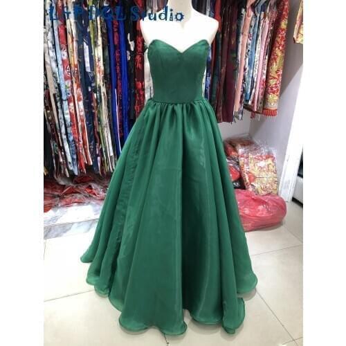L&P DQL Studio Real Pictures Evenining Dresses Layers Organza Prom Dresses Dark Green, Black, Red Formal Gowns Zipper Back