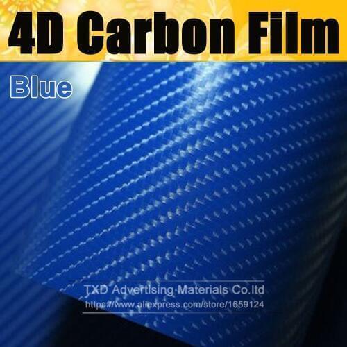 Car styling bright 4D blue Carbon Fiber Vinyl film Colored Glossy Carbon Fiber Vinyl Film Auto Wrapping Vinyl Wrap