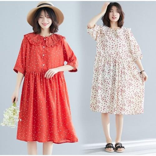 2019 New Arrive Summer Maternity Dress Woman Cute Dot Large Size Dresses Pregnant Woman A-Line Large Dress MD-01035