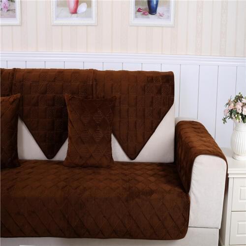 Winter thicken plush non-slip sofa cover cushion slip resistant slipcover seat plaid couch cover sofa towel for living room X