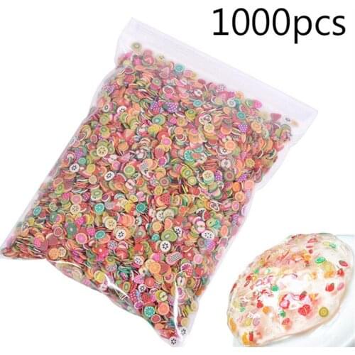 1000pcs Soft Pottery Fruit Slices Addition for Nail Art Slime Fruit Charm Filler for DIY Slime Accessories Decoration Toy
