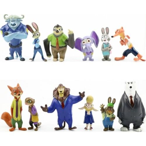 12pcs/set Disney Crazy Animal City Anime Character Model Hand-made Toy Doll Toys for Children Action Figure Toys