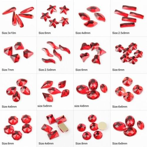17 styles Red Nail Art Rhinestones Fancy Crystal stones 30/100Pcs For 3D Nail art decoration