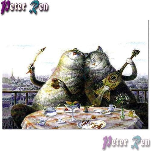 5d animals Cat music lunch Diamond Painting diamond Embroidery full Square/round Mosaic Picture Rhinestone Home Decoration